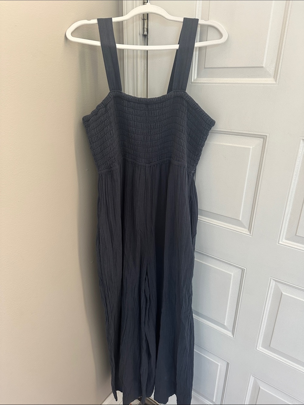 Quince Charcoal Smocked Strap Maxi Dress